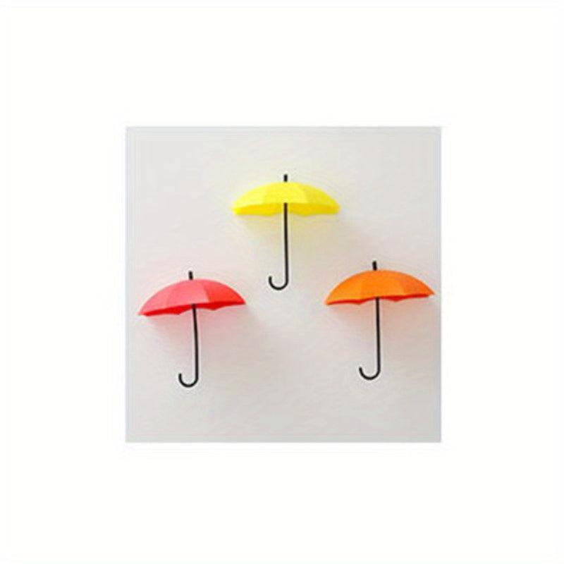 3pcs Umbrella Shape Wall Hook Self Adhesive Decorative Hook