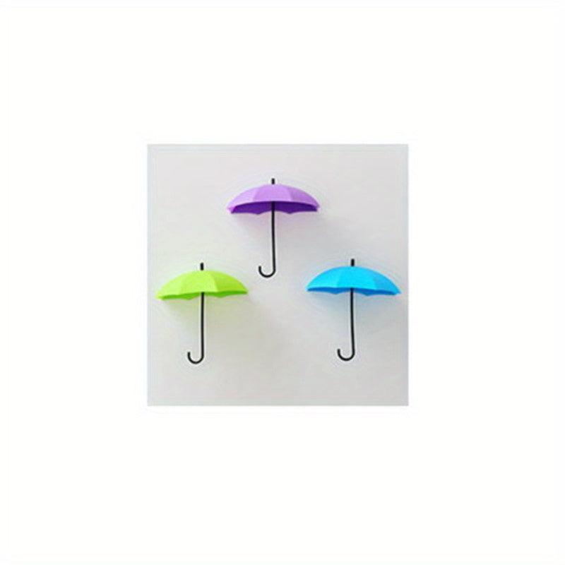 3pcs Umbrella Shape Wall Hook Self Adhesive Decorative Hook