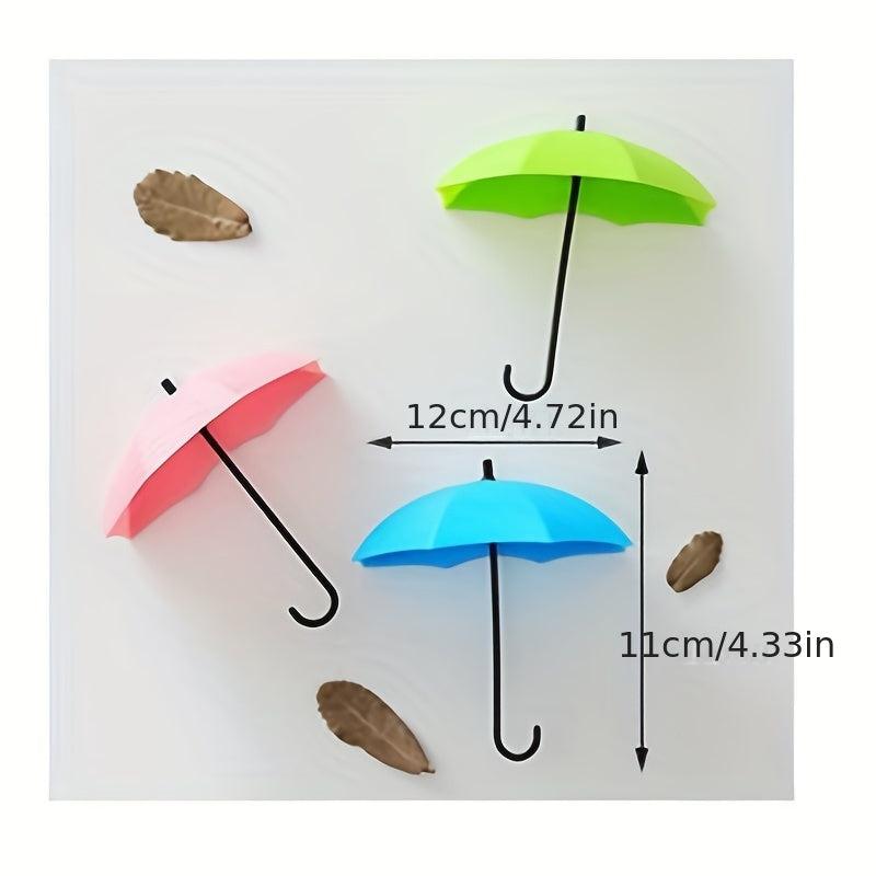 3pcs Umbrella Shape Wall Hook Self Adhesive Decorative Hook