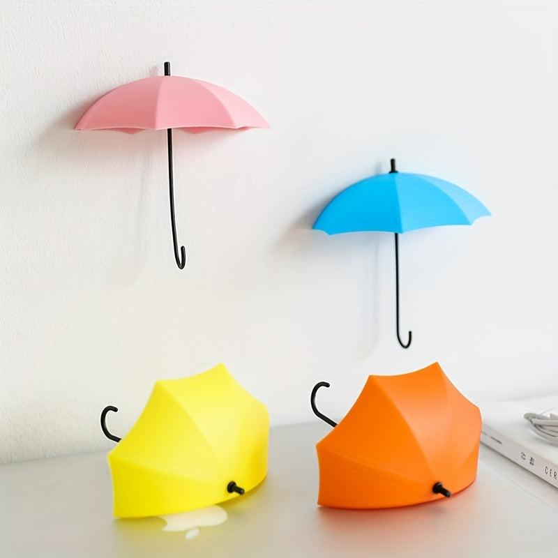 3pcs Umbrella Shape Wall Hook Self Adhesive Decorative Hook