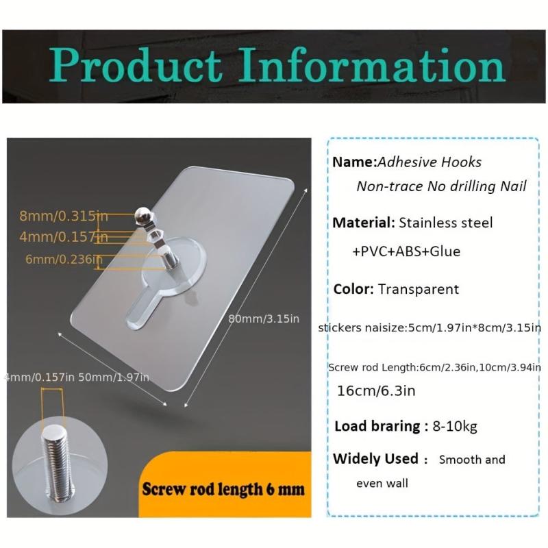 12pc Heavy Duty PVC Adhesive Nails for Wall Hooks - Waterproof and Non-Drilling