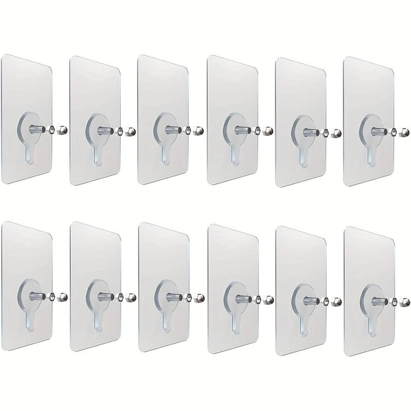12pc Heavy Duty PVC Adhesive Nails for Wall Hooks - Waterproof and Non-Drilling