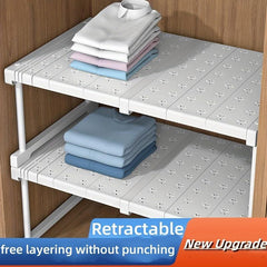 Adjustable Layered Storage Rack Space Saving Organizer Shelf