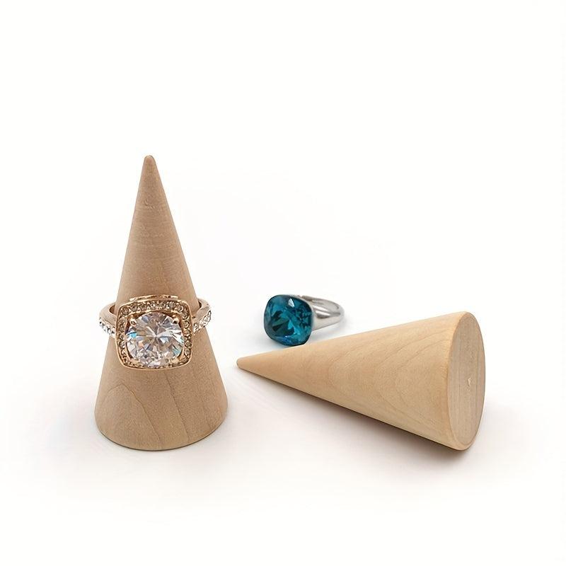 5pcs Wooden Cone Ring Organizer Jewelry Display Holder