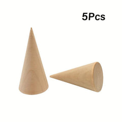 5pcs Wooden Cone Ring Organizer Jewelry Display Holder