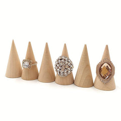 5pcs Wooden Cone Ring Organizer Jewelry Display Holder