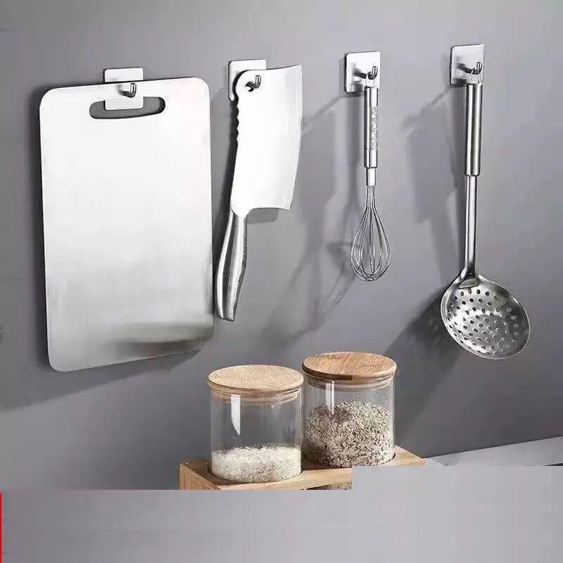 Stainless Steel Wall Hook Key Holder Towel Rack Self Adhesive Bathroom Hanger