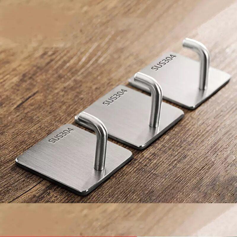 Stainless Steel Wall Hook Key Holder Towel Rack Self Adhesive Bathroom Hanger