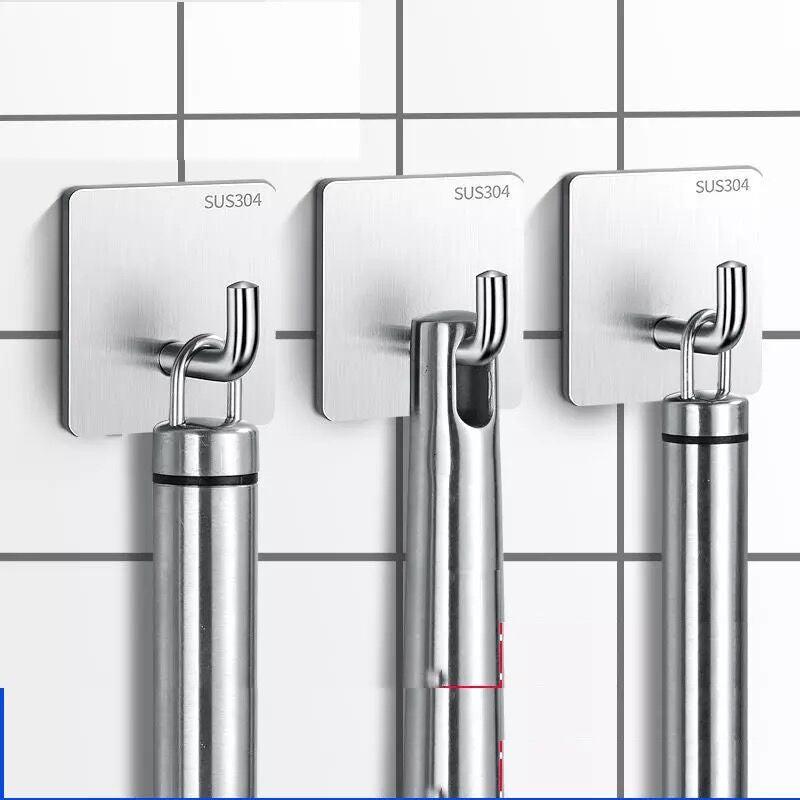 Stainless Steel Wall Hook Key Holder Towel Rack Self Adhesive Bathroom Hanger