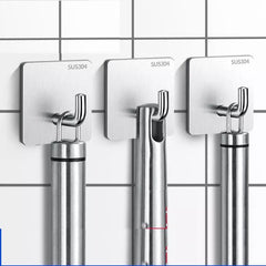 Stainless Steel Wall Hook Key Holder Towel Rack Self Adhesive Bathroom Hanger