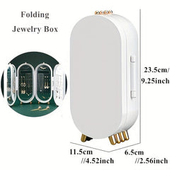 Portable Jewelry Storage Box with Mirror and Rack for Necklaces Earrings Rings