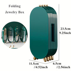 Portable Jewelry Storage Box with Mirror and Rack for Necklaces Earrings Rings