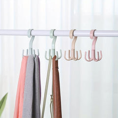 2pcs Plastic Rotatable Coat Hook Wardrobe 4 claw Hanging Hook