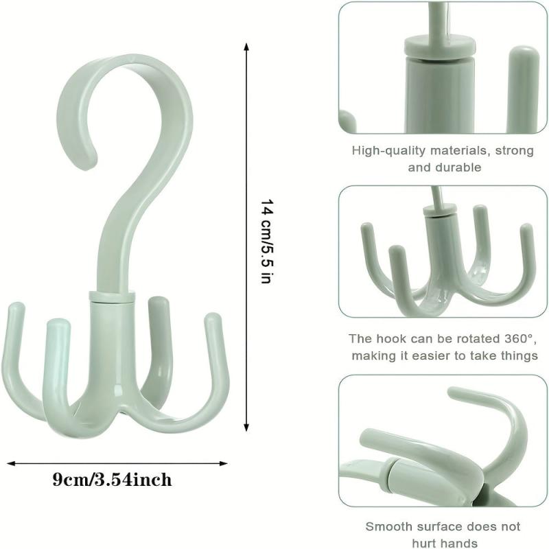 2pcs Plastic Rotatable Coat Hook Wardrobe 4 claw Hanging Hook