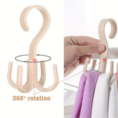 2pcs Plastic Rotatable Coat Hook Wardrobe 4 claw Hanging Hook