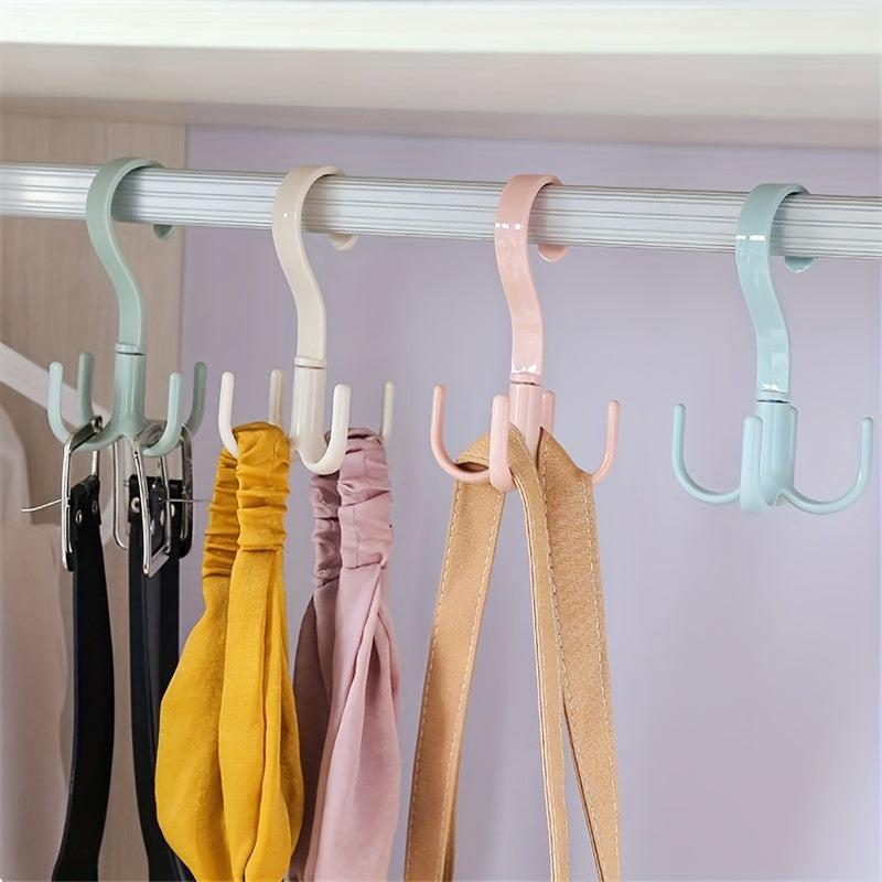 2pcs Plastic Rotatable Coat Hook Wardrobe 4 claw Hanging Hook