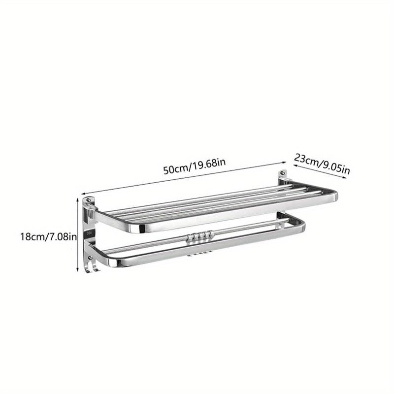 Stainless Steel Wall Mount Towel Rack with Hooks and Pole