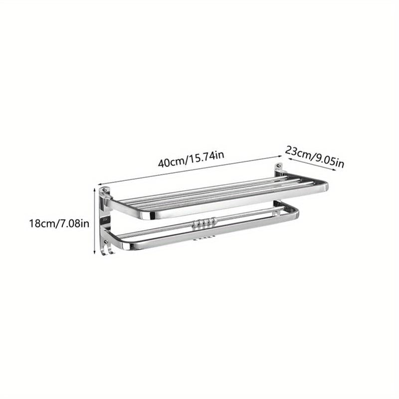 Stainless Steel Wall Mount Towel Rack with Hooks and Pole