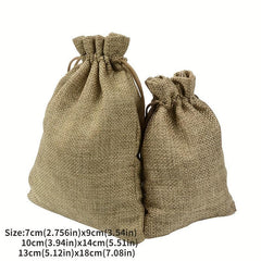 10pcs Linen Bags Cotton Drawstring Gift Bags Wedding Christmas Use Sachet Storag