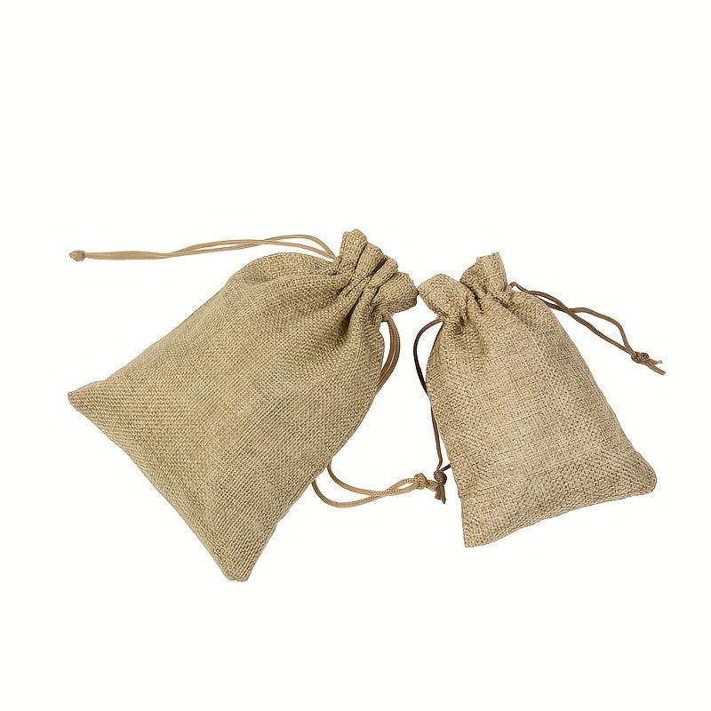 10pcs Linen Bags Cotton Drawstring Gift Bags Wedding Christmas Use Sachet Storag
