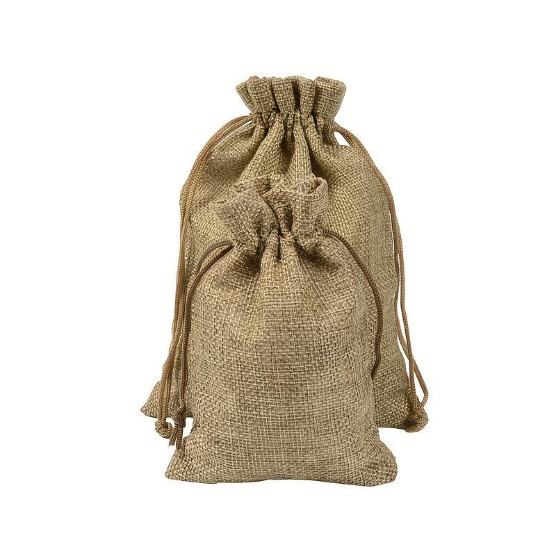 10pcs Linen Bags Cotton Drawstring Gift Bags Wedding Christmas Use Sachet Storag