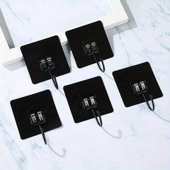 5pcs Adhesive Hooks Stainless Steel Hangers, Reusable Towel Shower Cap Hooks