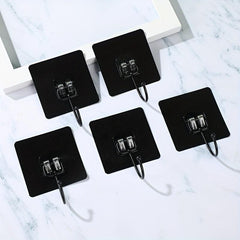 5pcs Adhesive Hooks Stainless Steel Hangers, Reusable Towel Shower Cap Hooks