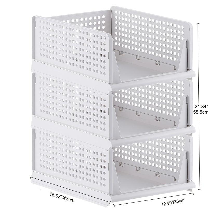 3PCs Stackable Clothes Storage Organizer for Bathroom and Bedroom