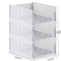 3PCs Stackable Clothes Storage Organizer for Bathroom and Bedroom