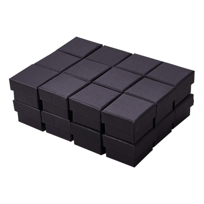24pcs Square Cardboard Jewelry Box Velvet Filled for Party Weddings