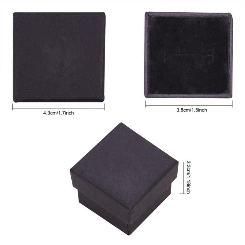 24pcs Square Cardboard Jewelry Box Velvet Filled for Party Weddings