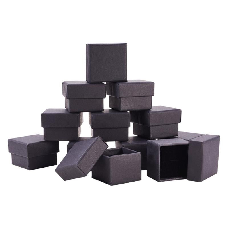 24pcs Square Cardboard Jewelry Box Velvet Filled for Party Weddings