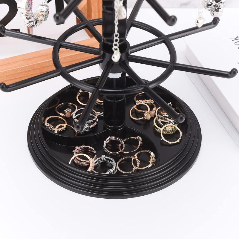 2 Tier Rotatable Jewelry Display Rack for Necklaces Earrings Bracelets Pendants