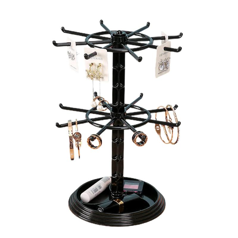 2 Tier Rotatable Jewelry Display Rack for Necklaces Earrings Bracelets Pendants