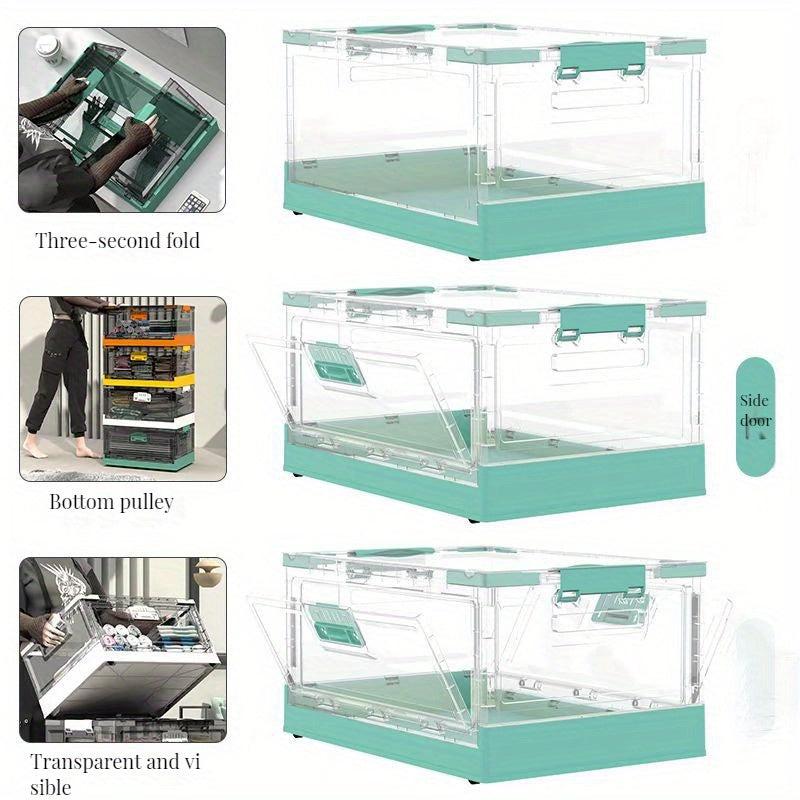 Transparent Clothes Storage Box Foldable Storage Bin With Roller Cover