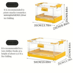 Transparent Clothes Storage Box Foldable Storage Bin With Roller Cover
