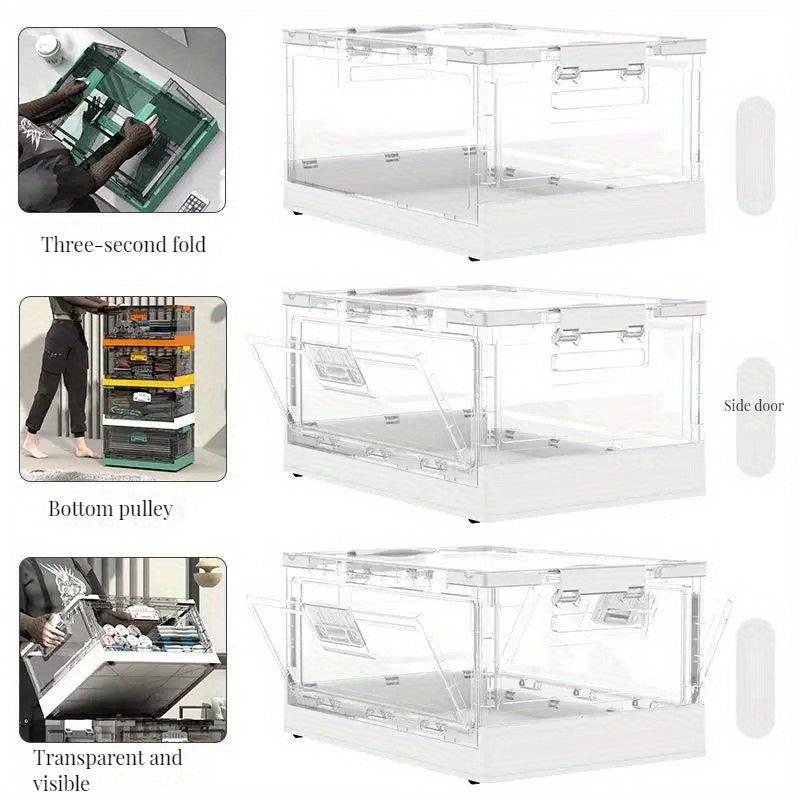 Transparent Clothes Storage Box Foldable Storage Bin With Roller Cover