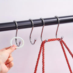 4pcs Stainless Steel Dual Hook Over Cabinet Door Hook