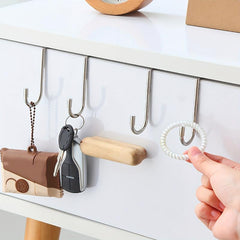 4pcs Stainless Steel Dual Hook Over Cabinet Door Hook