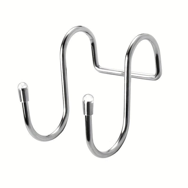 4pcs Stainless Steel Dual Hook Over Cabinet Door Hook