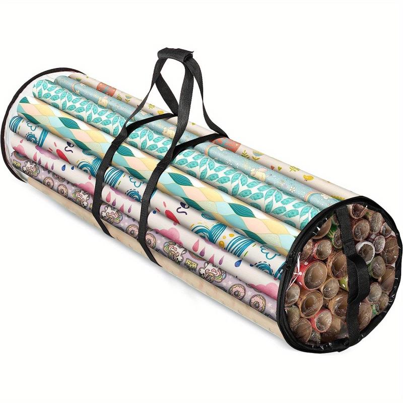 Gift Wrap Storage Organizer Bag with Handles and Zipper