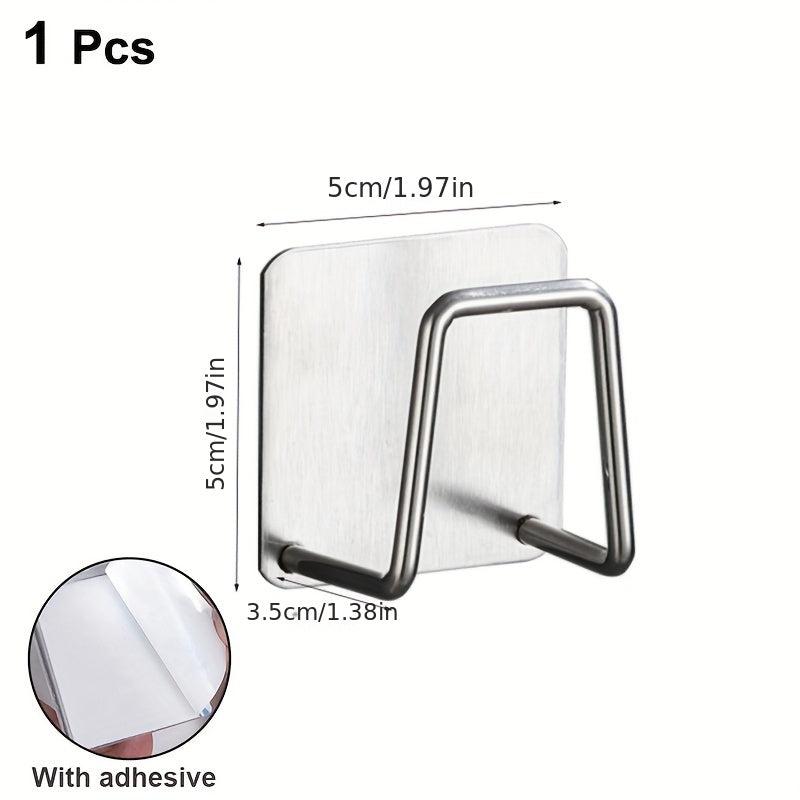 3pcs Stainless Steel Rack Hook Kitchen Sink Sponge Holder Self Adhesive