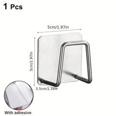 3pcs Stainless Steel Rack Hook Kitchen Sink Sponge Holder Self Adhesive