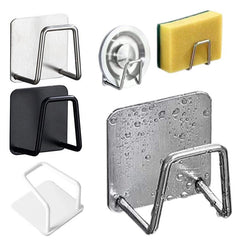 3pcs Stainless Steel Rack Hook Kitchen Sink Sponge Holder Self Adhesive