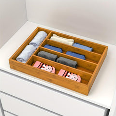 Bamboo Kitchen Drawer Organizer with Cutlery Tray & Dividers