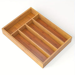 Bamboo Kitchen Drawer Organizer with Cutlery Tray & Dividers