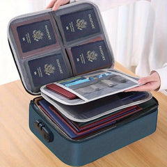Waterproof Document Storage Bag Lock Large Capacity ID Business Card Organizer