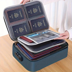 Waterproof Document Storage Bag Lock Large Capacity ID Business Card Organizer