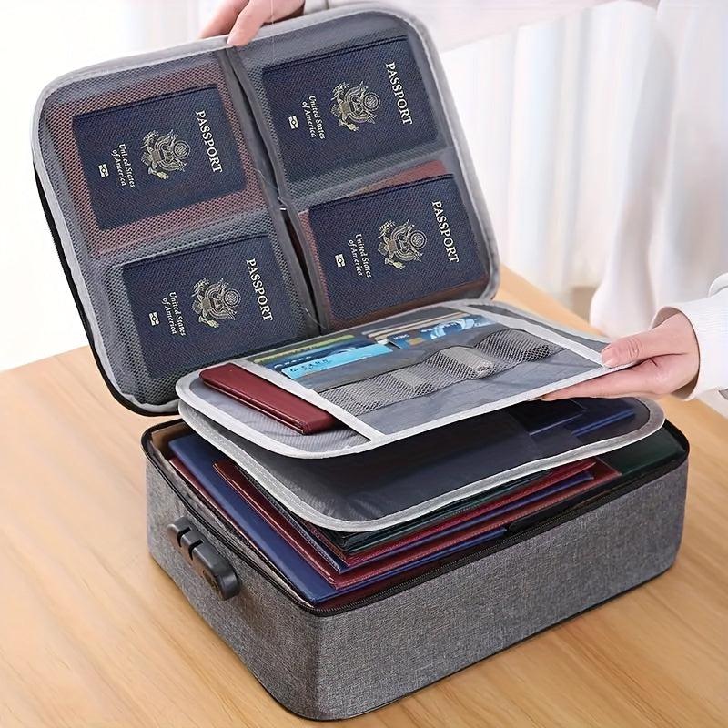Waterproof Document Storage Bag Lock Large Capacity ID Business Card Organizer