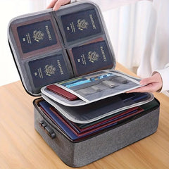Waterproof Document Storage Bag Lock Large Capacity ID Business Card Organizer